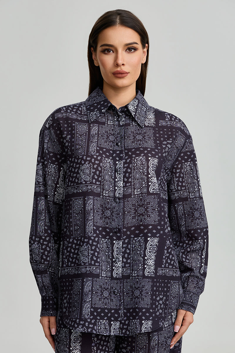 Printed Button Front Shirt