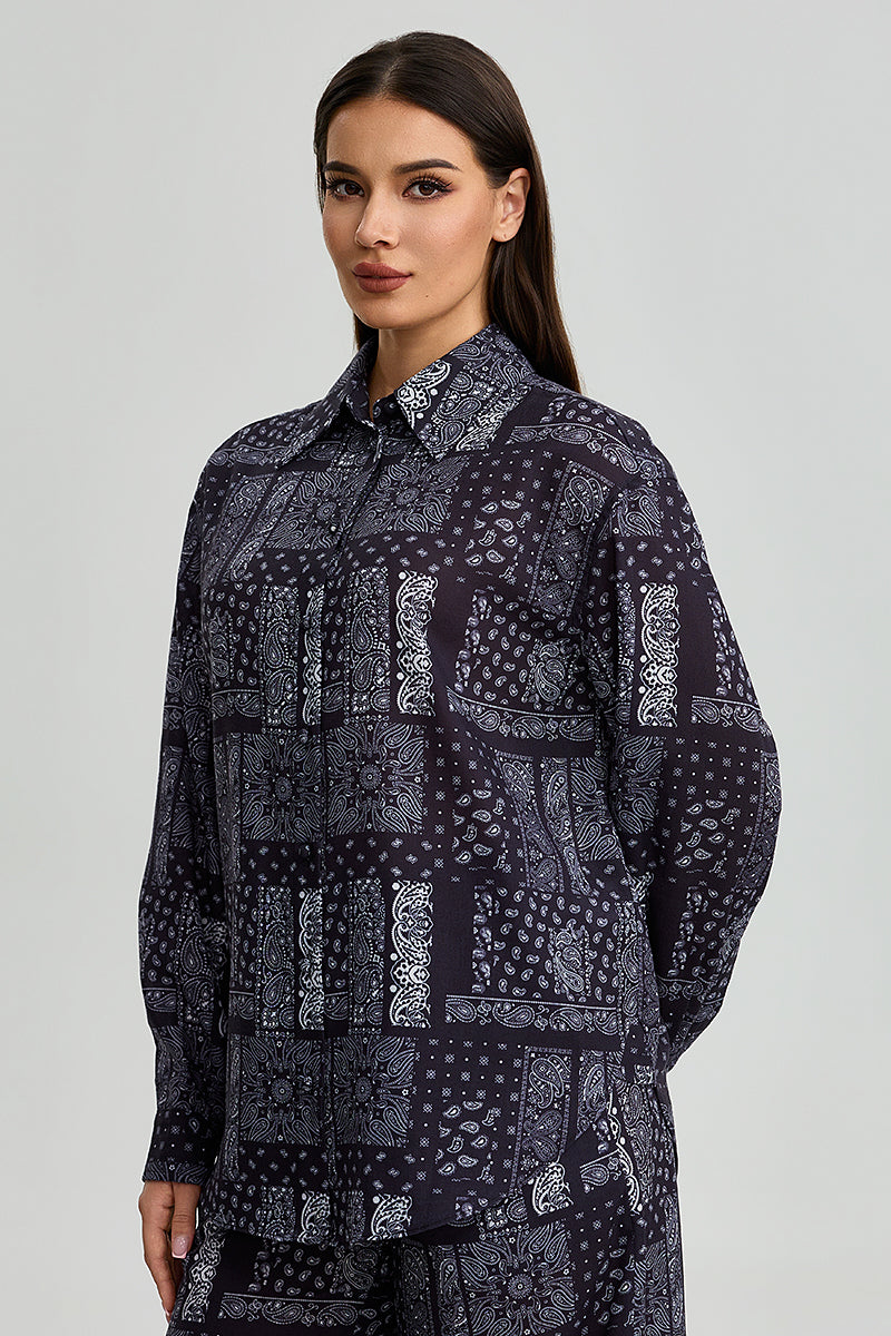 Printed Button Front Shirt