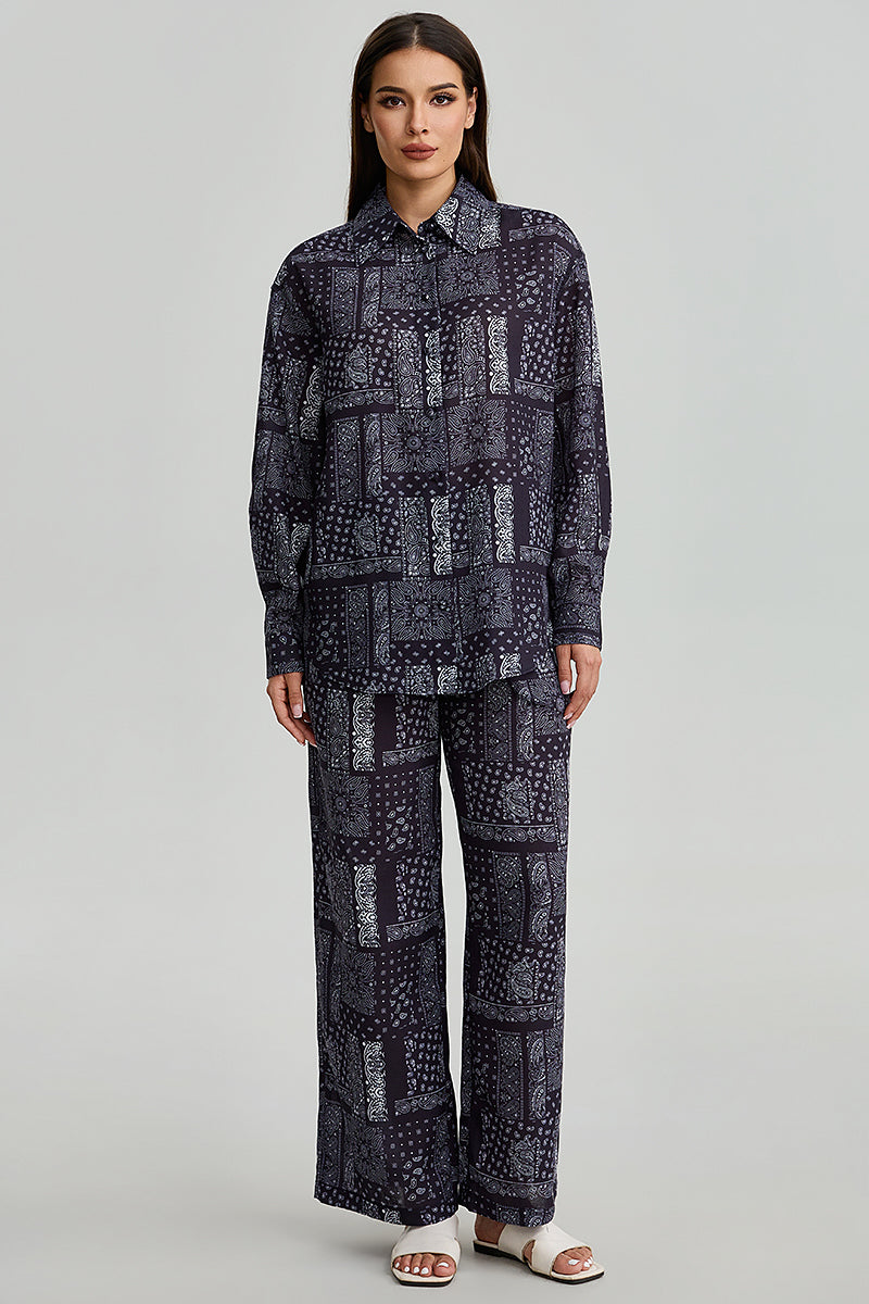 Printed Wide Leg Pants