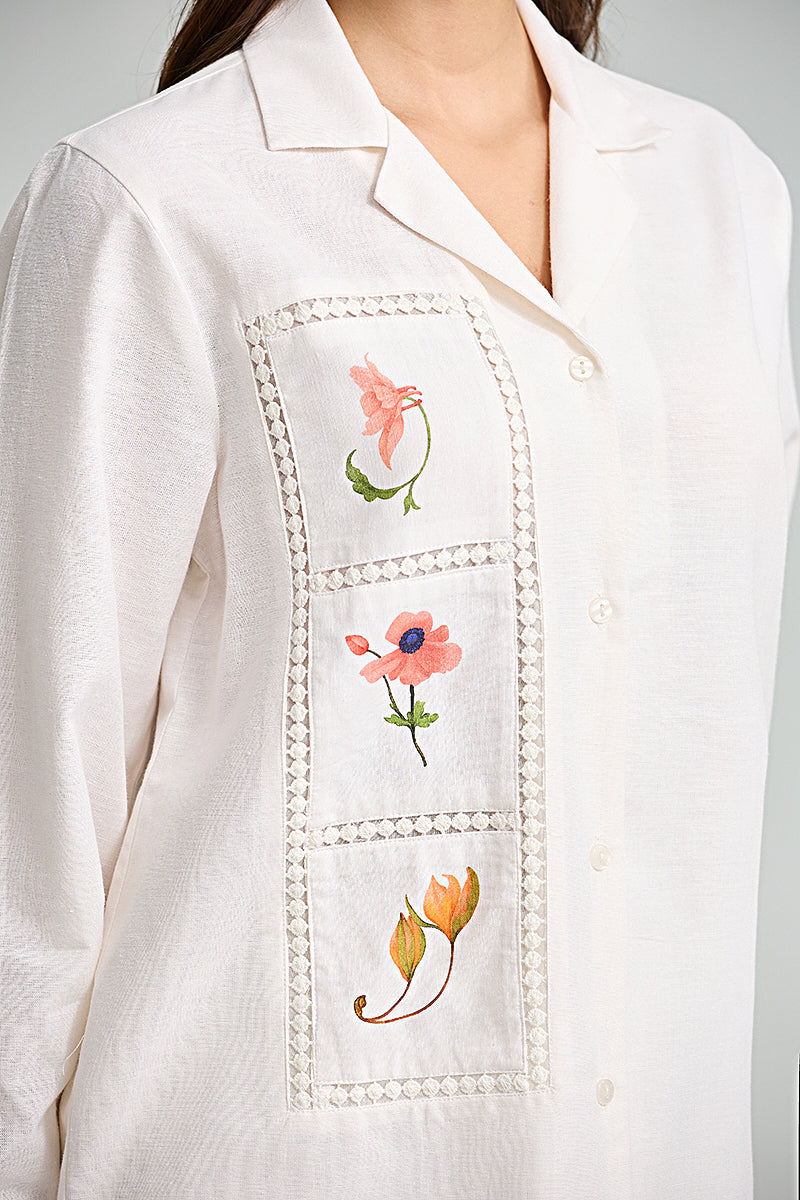 Embroidered Button Front Shirt