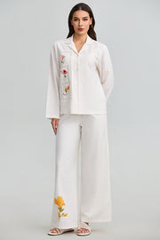 Embroidered Wide Leg Pants