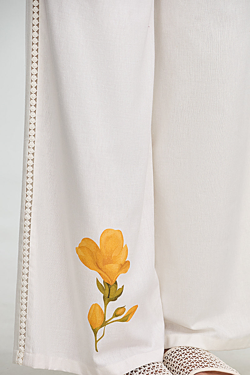 Embroidered Wide Leg Pants