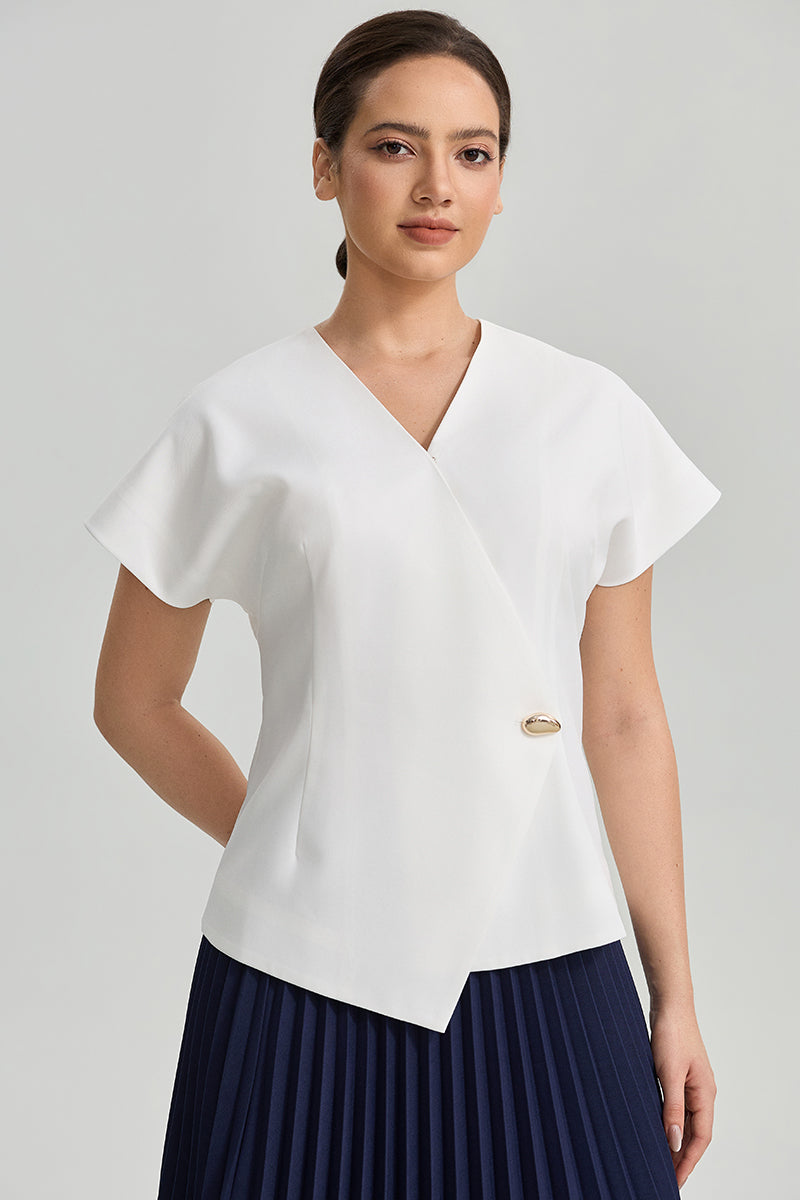 Wrap V Neck Blouse Top