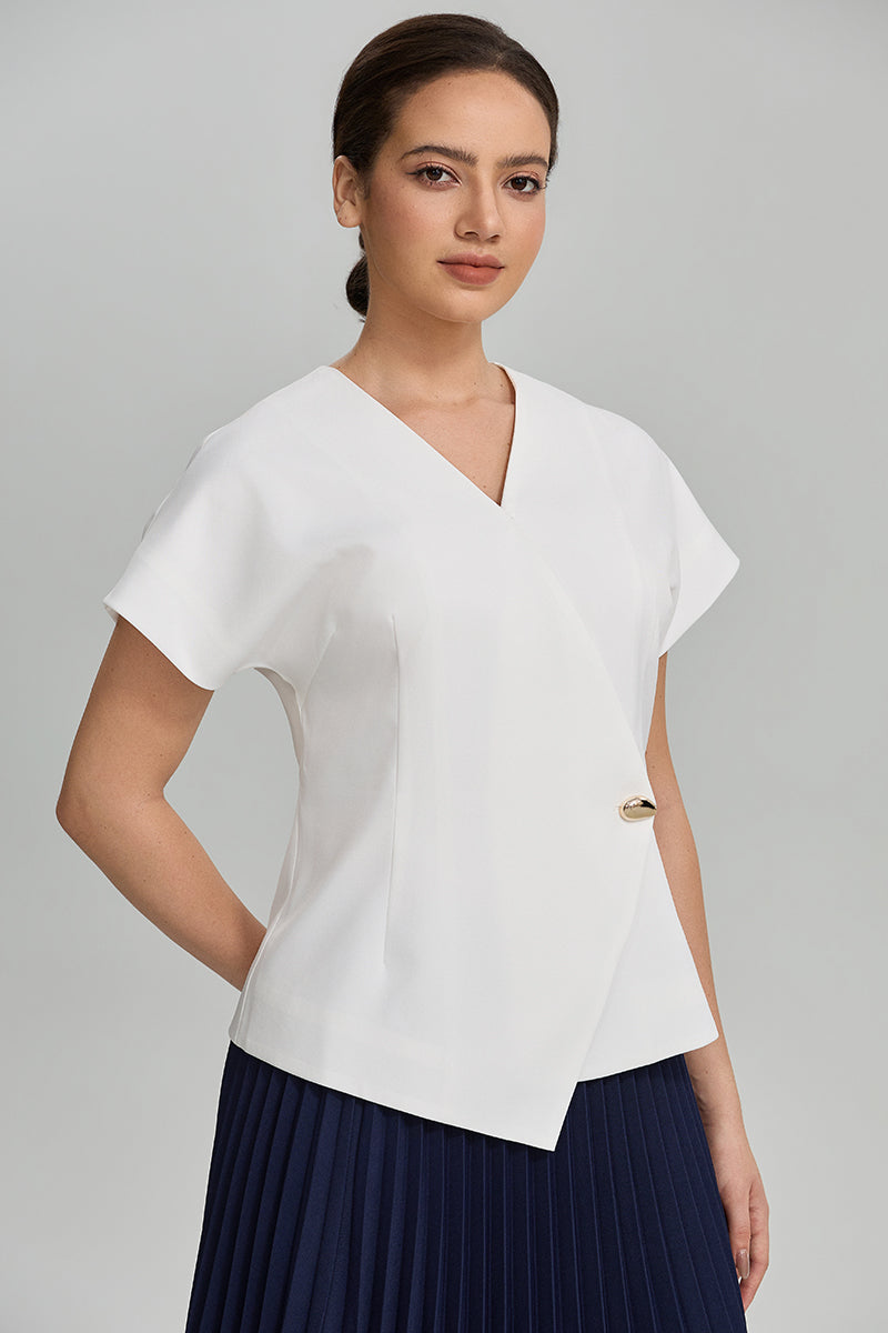 Wrap V Neck Blouse Top