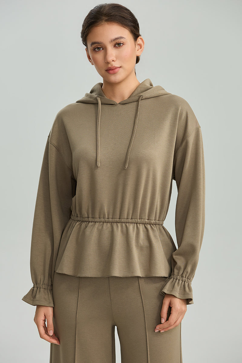 Peplum Hooded Sweatshirt