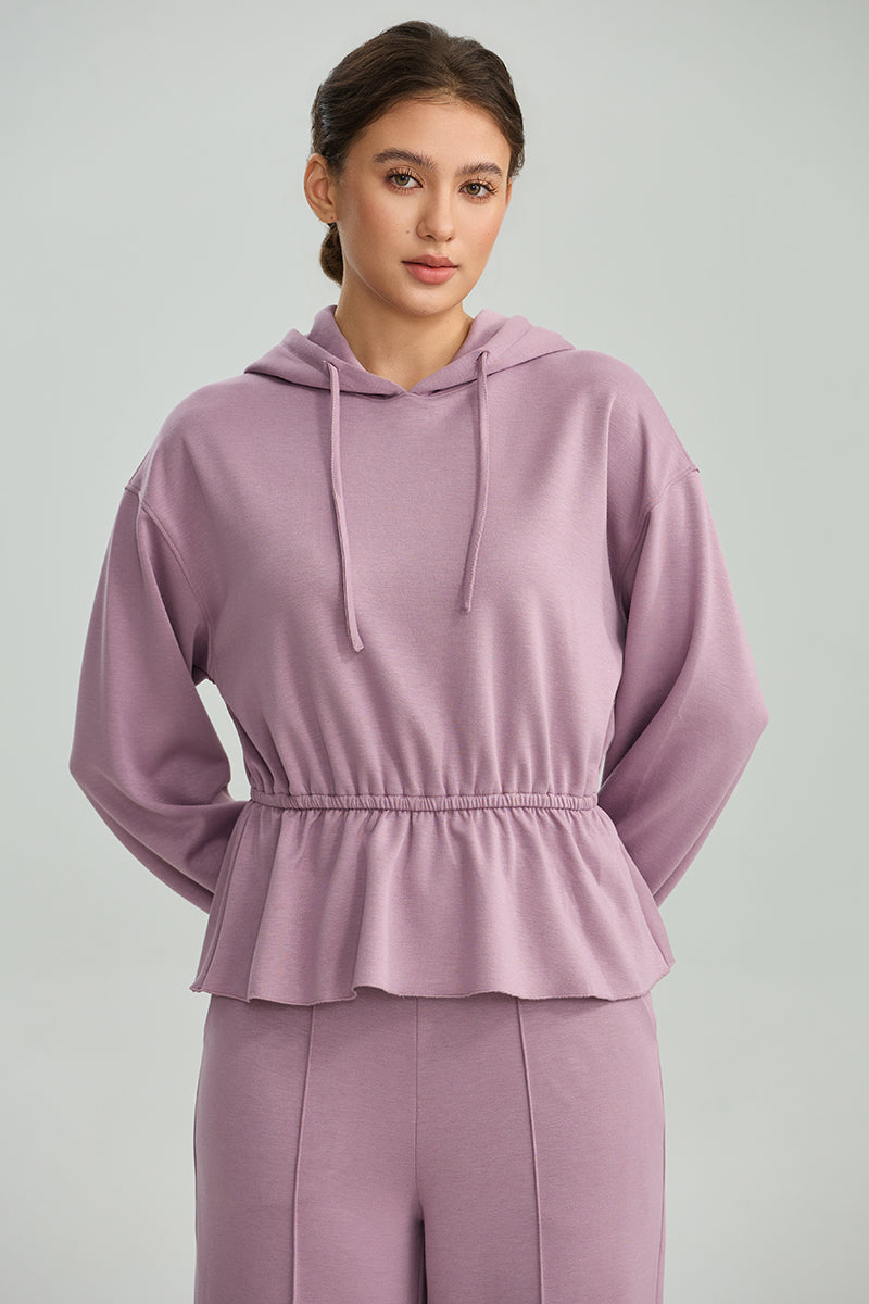 Peplum Hooded Sweatshirt