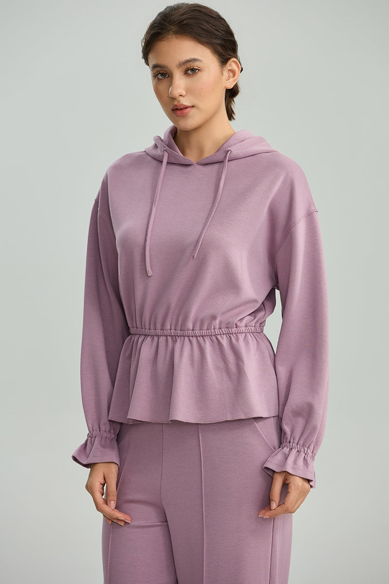 Peplum Hooded Sweatshirt