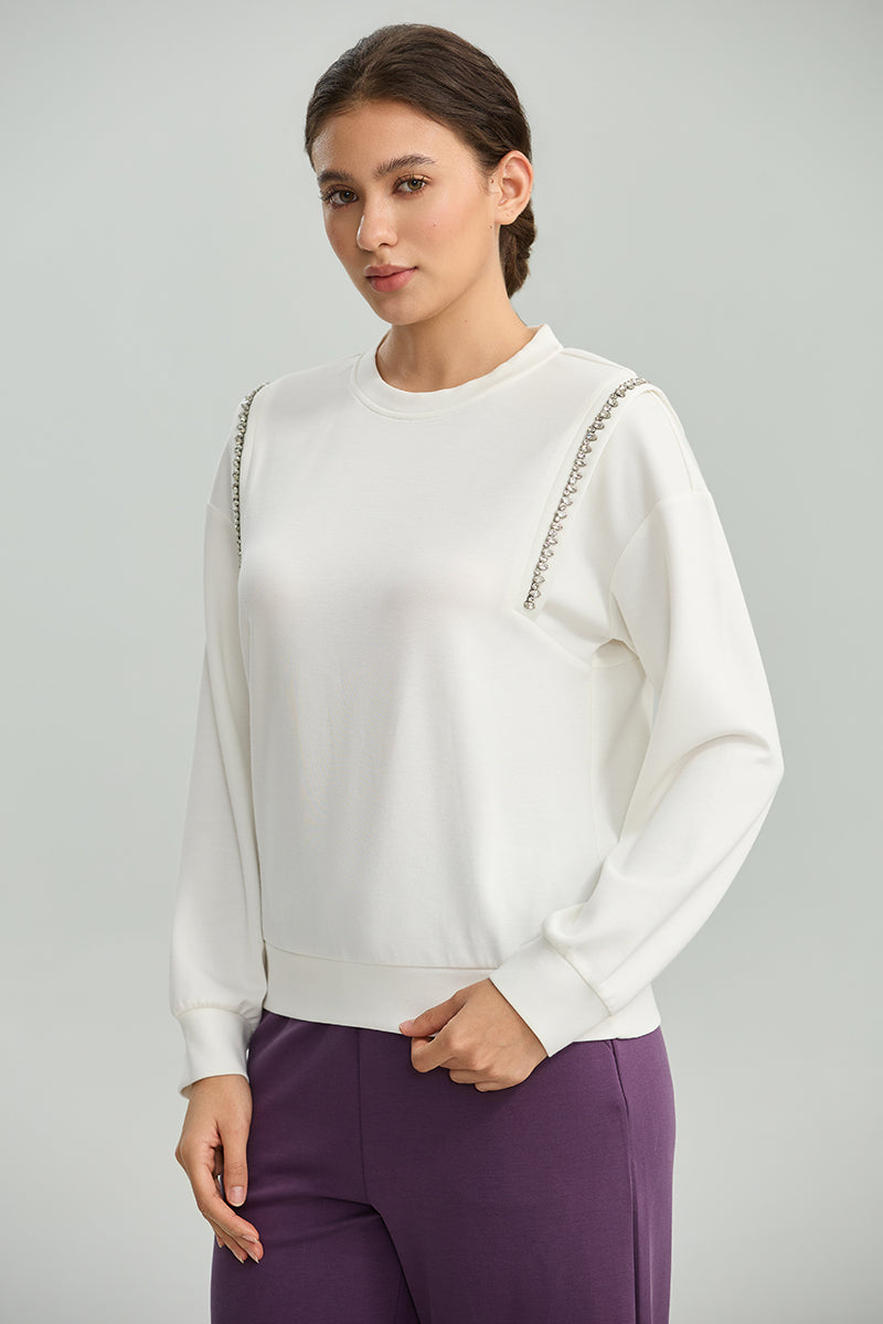 Embellished Shoulder Sweatshirt