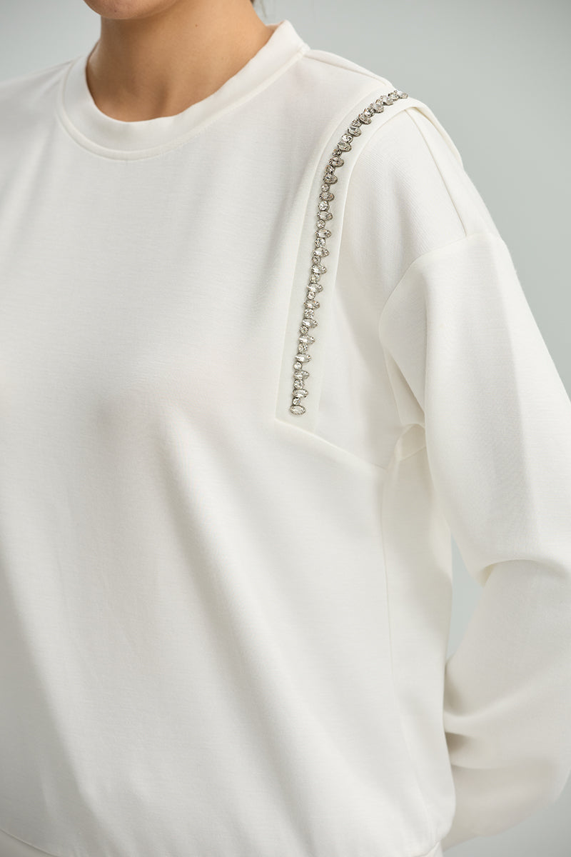 Embellished Shoulder Sweatshirt
