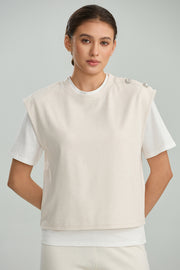 Layered Top with Embellished Shoulders