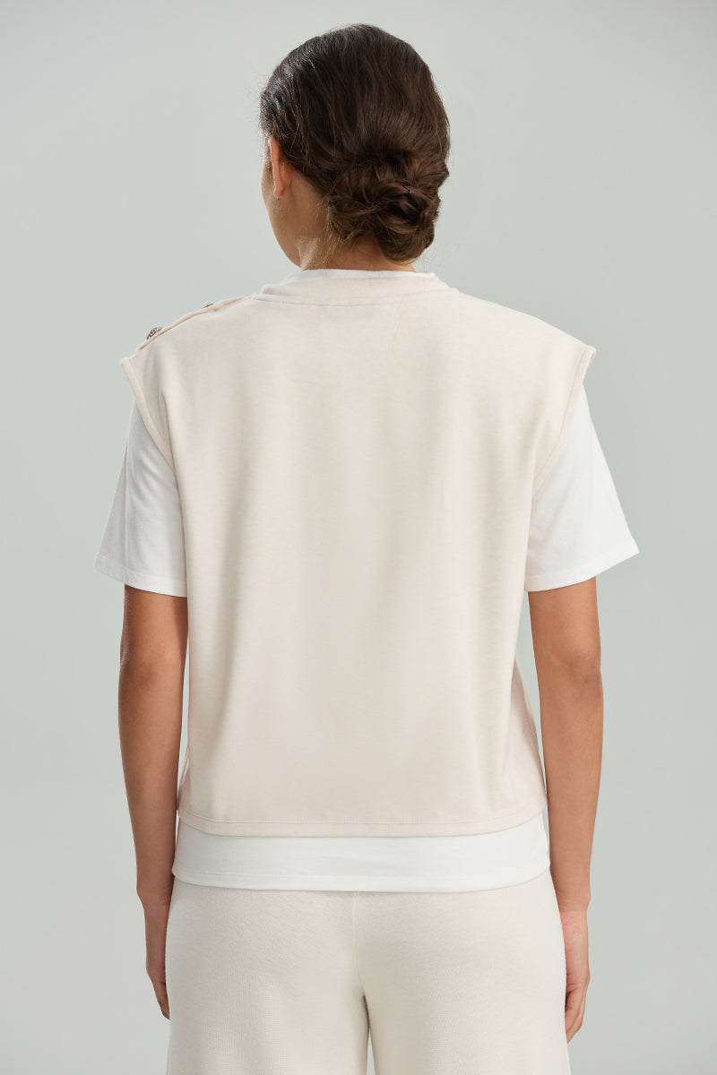 Layered Top with Embellished Shoulders