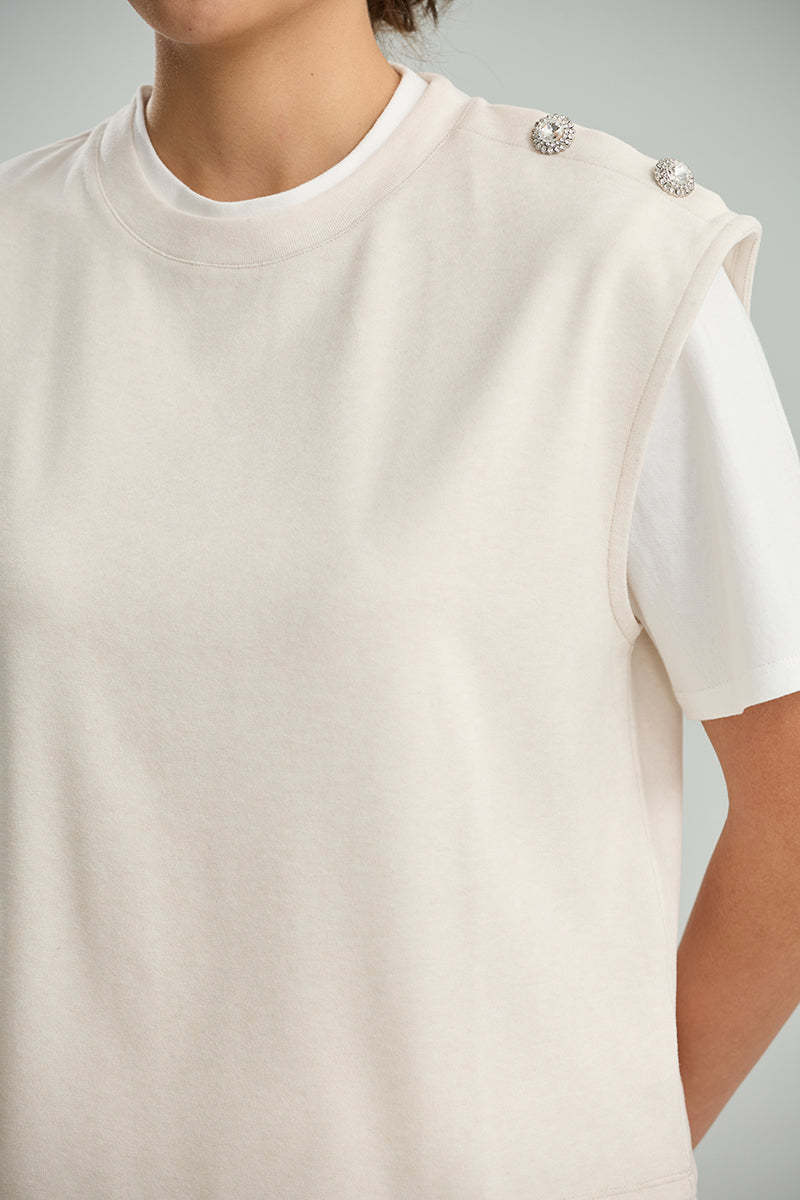 Layered Top with Embellished Shoulders