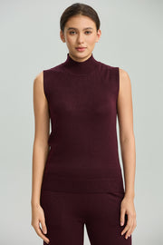 Sleeveless Mock-Neck Knit Top