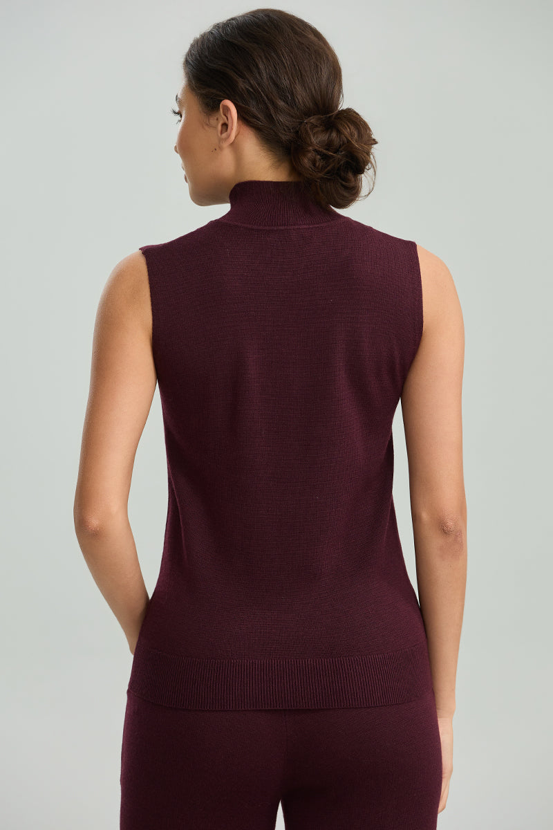 Sleeveless Mock-Neck Knit Top