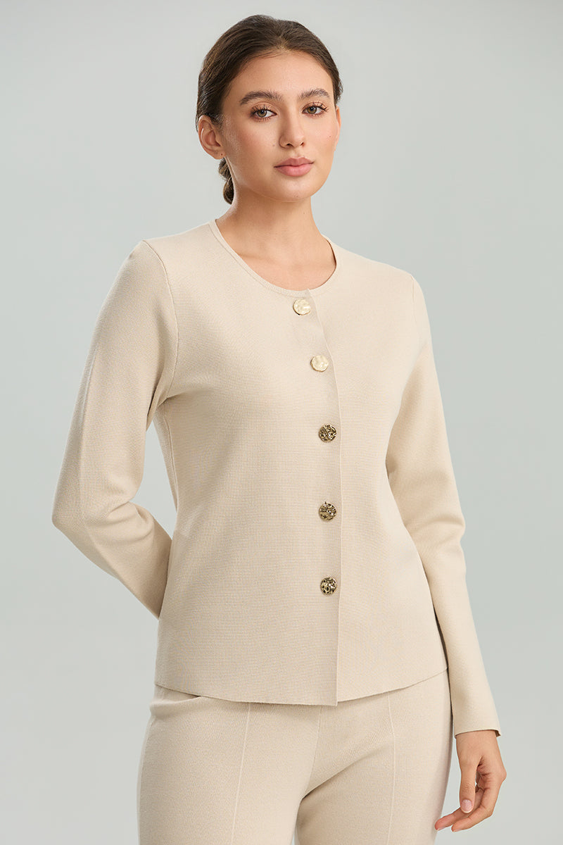 Button-Front Knit Jacket