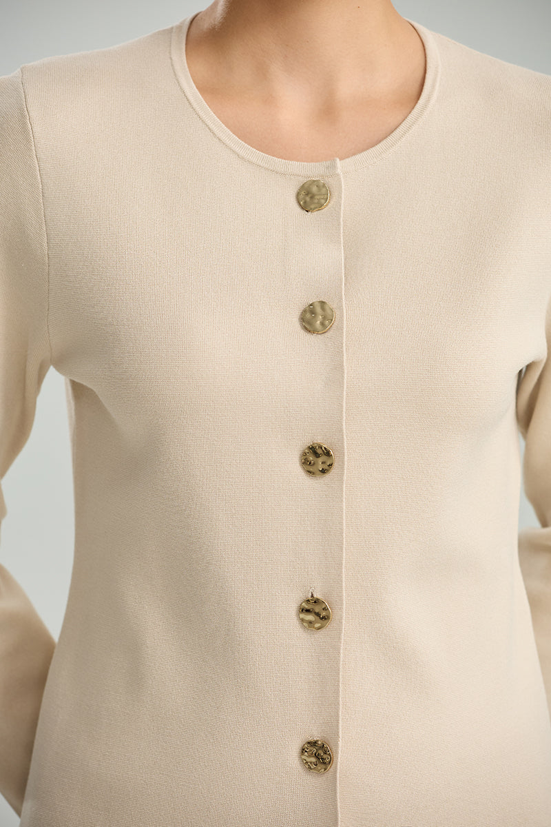 Button-Front Knit Jacket