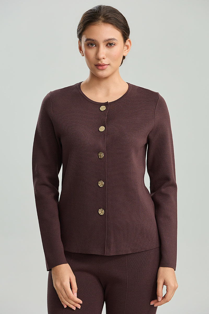 Button-Front Knit Jacket