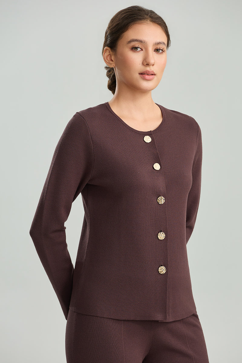 Button-Front Knit Jacket