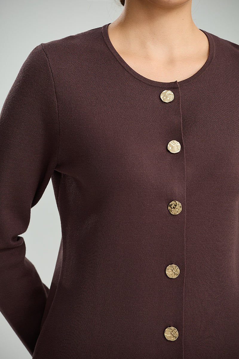 Button-Front Knit Jacket