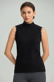 Sleeveless Top with Ruffle Trim