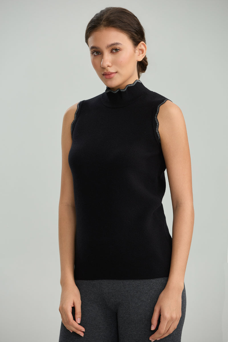 Sleeveless Top with Ruffle Trim
