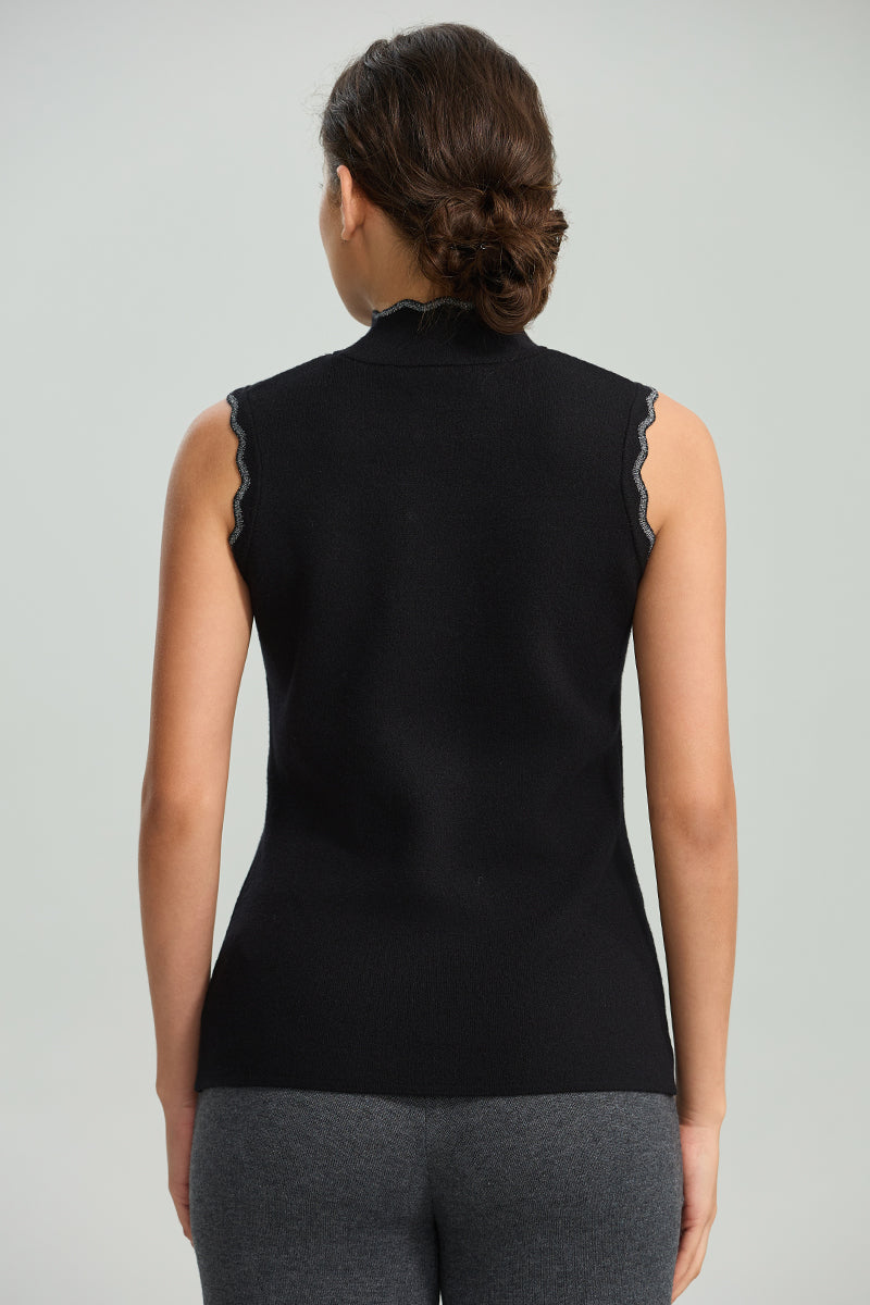 Sleeveless Top with Ruffle Trim