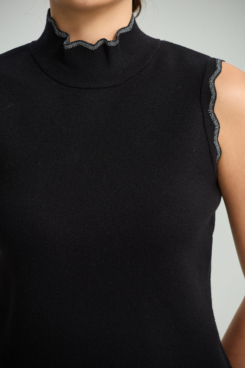 Sleeveless Top with Ruffle Trim