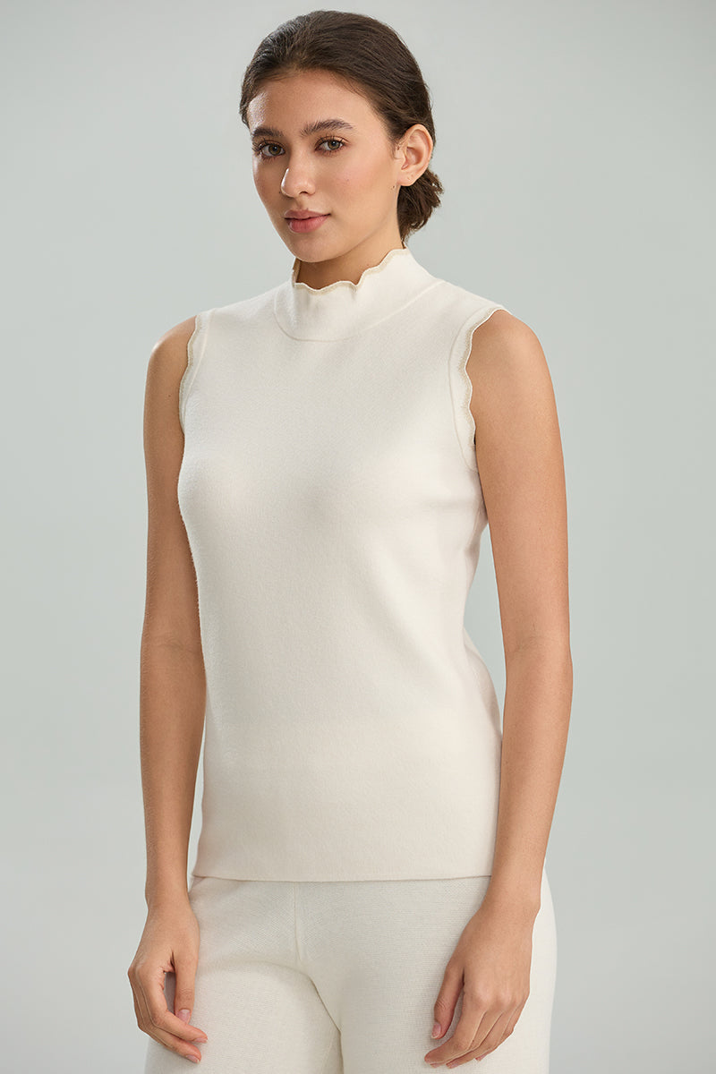 Sleeveless Top with Ruffle Trim