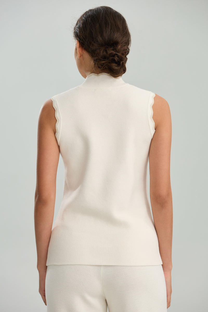 Sleeveless Top with Ruffle Trim