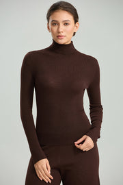 Fitted Turtleneck Knit Sweater