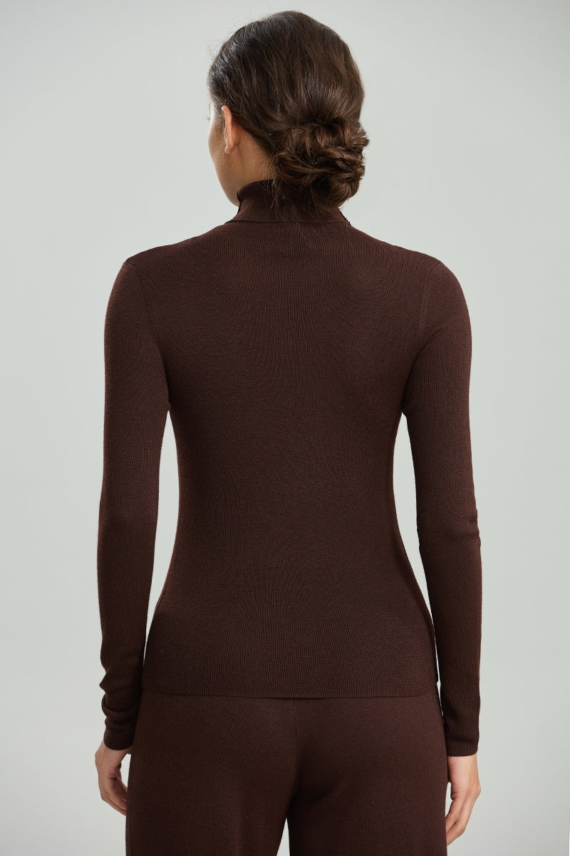 Fitted Turtleneck Knit Sweater