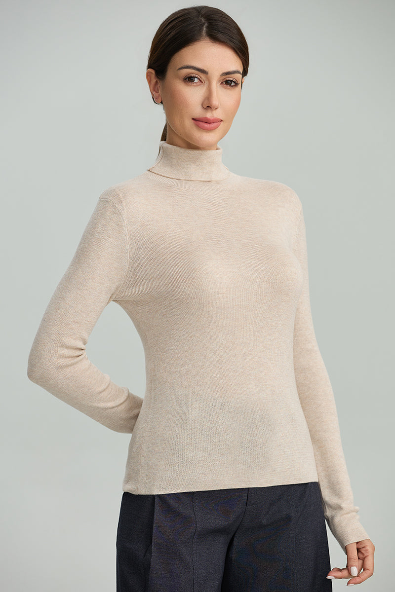 Fitted Turtleneck Knit Sweater