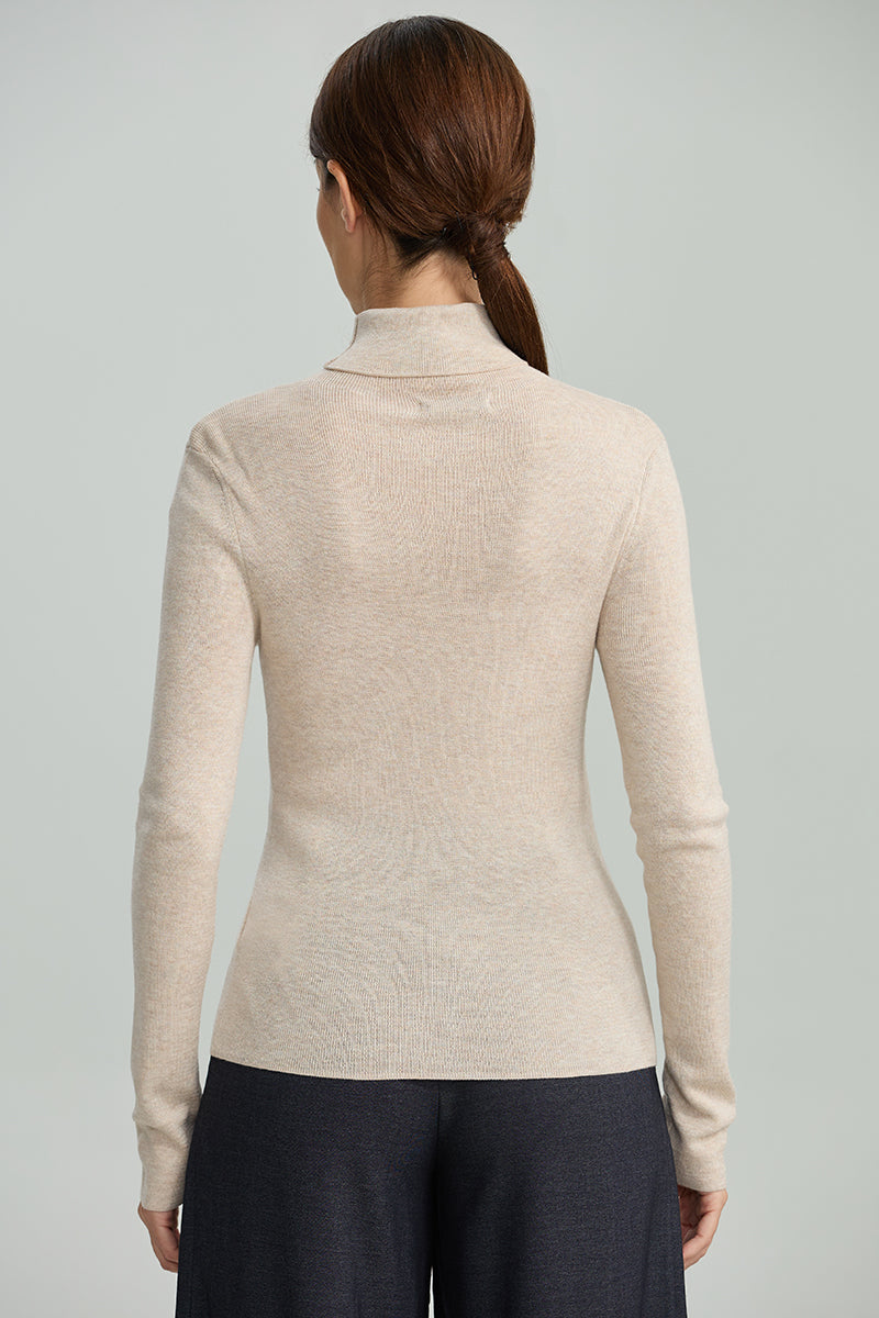 Fitted Turtleneck Knit Sweater