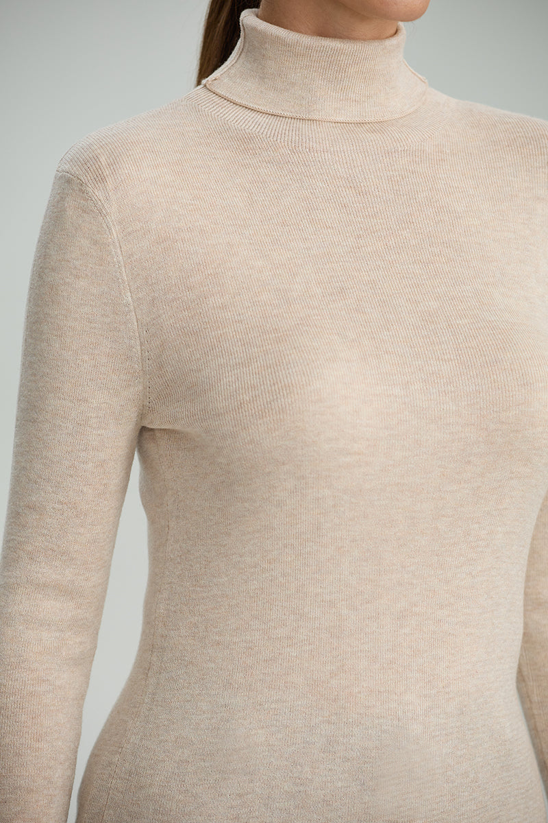 Fitted Turtleneck Knit Sweater