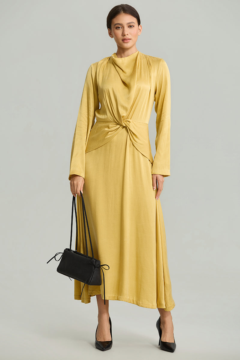Long-Sleeve Tie-Waist Dress