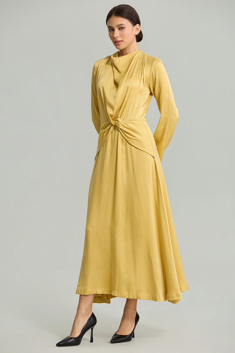 Long-Sleeve Tie-Waist Dress