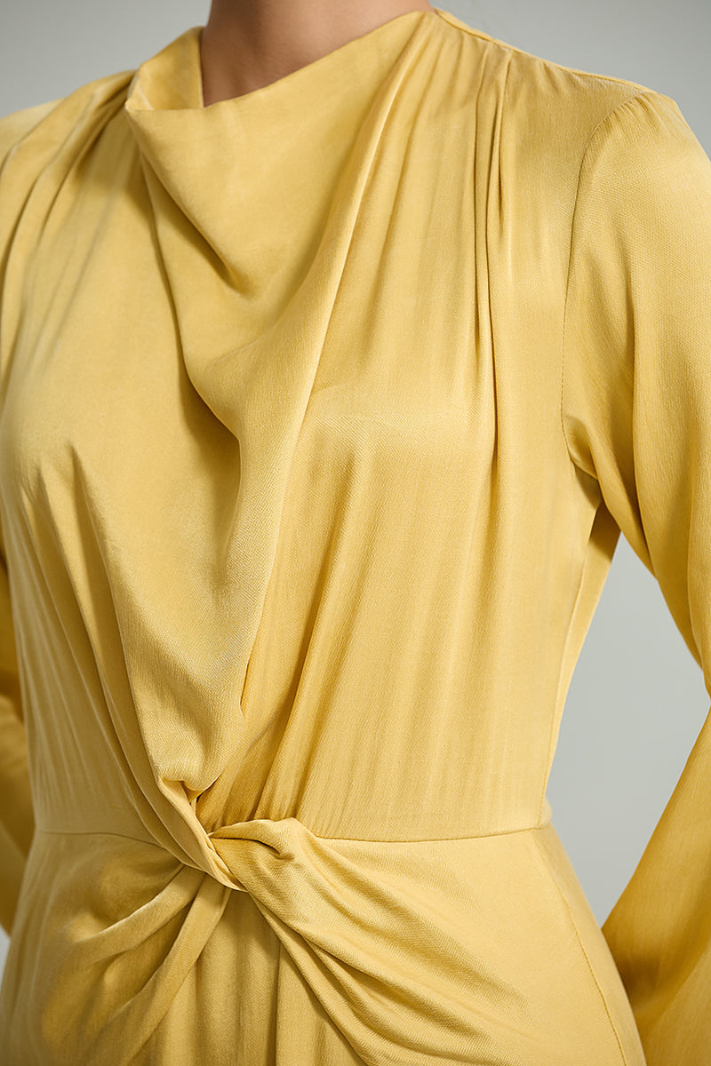 Long-Sleeve Tie-Waist Dress