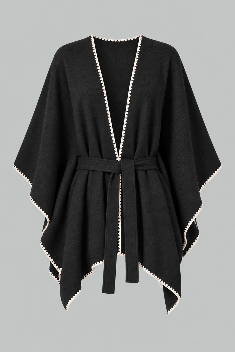 Cape Scarf with Embroidered Trim