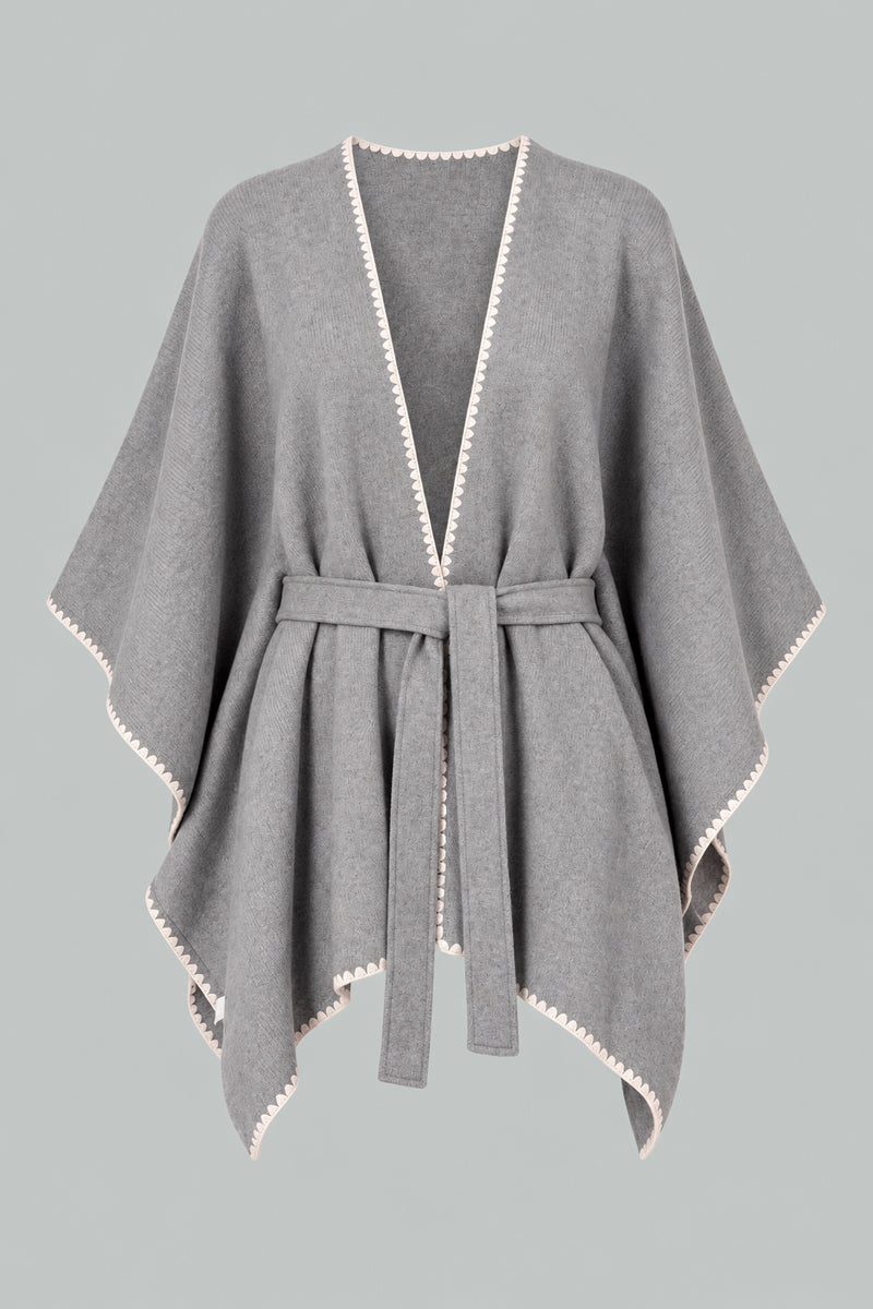 Cape Scarf with Embroidered Trim