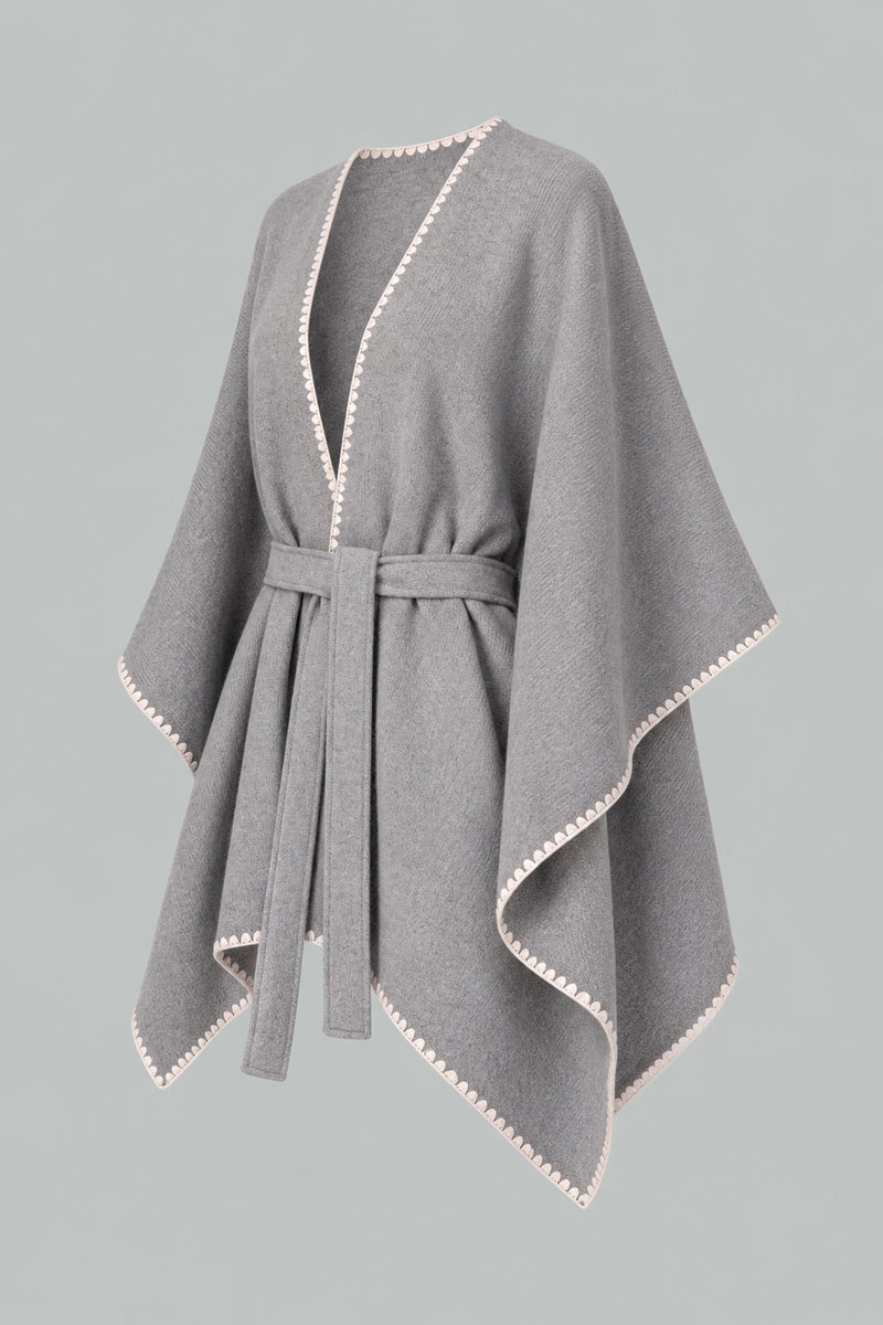 Cape Scarf with Embroidered Trim
