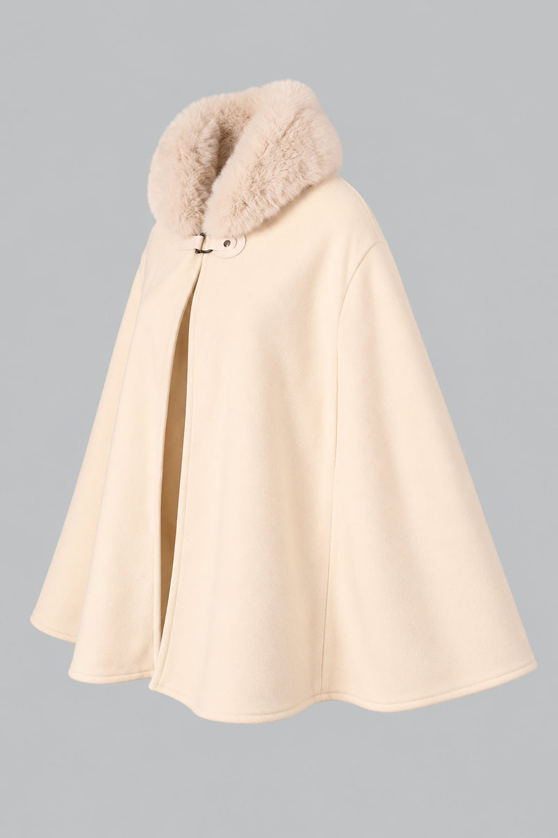 Flowing Winter Cape with Plush Fur Collar
