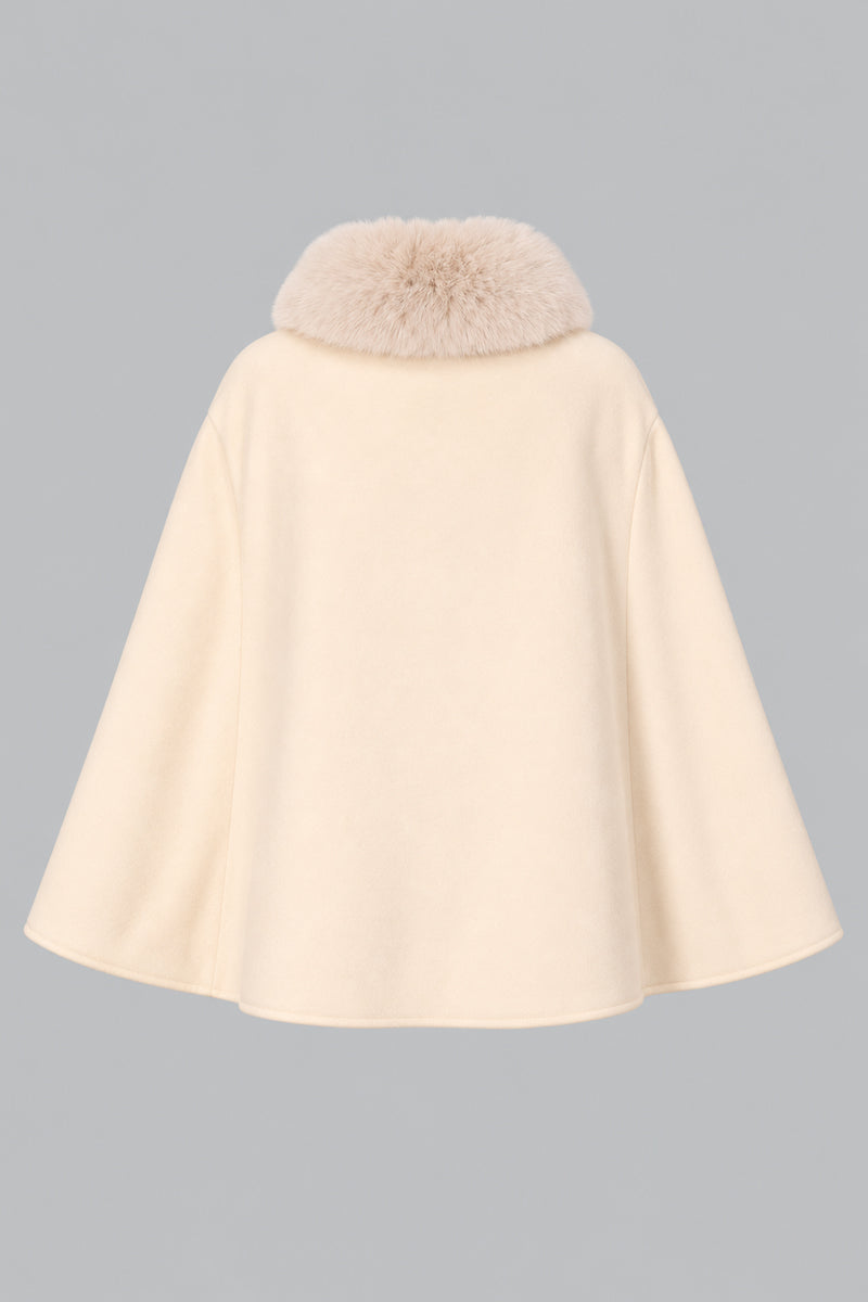 Flowing Winter Cape with Plush Fur Collar