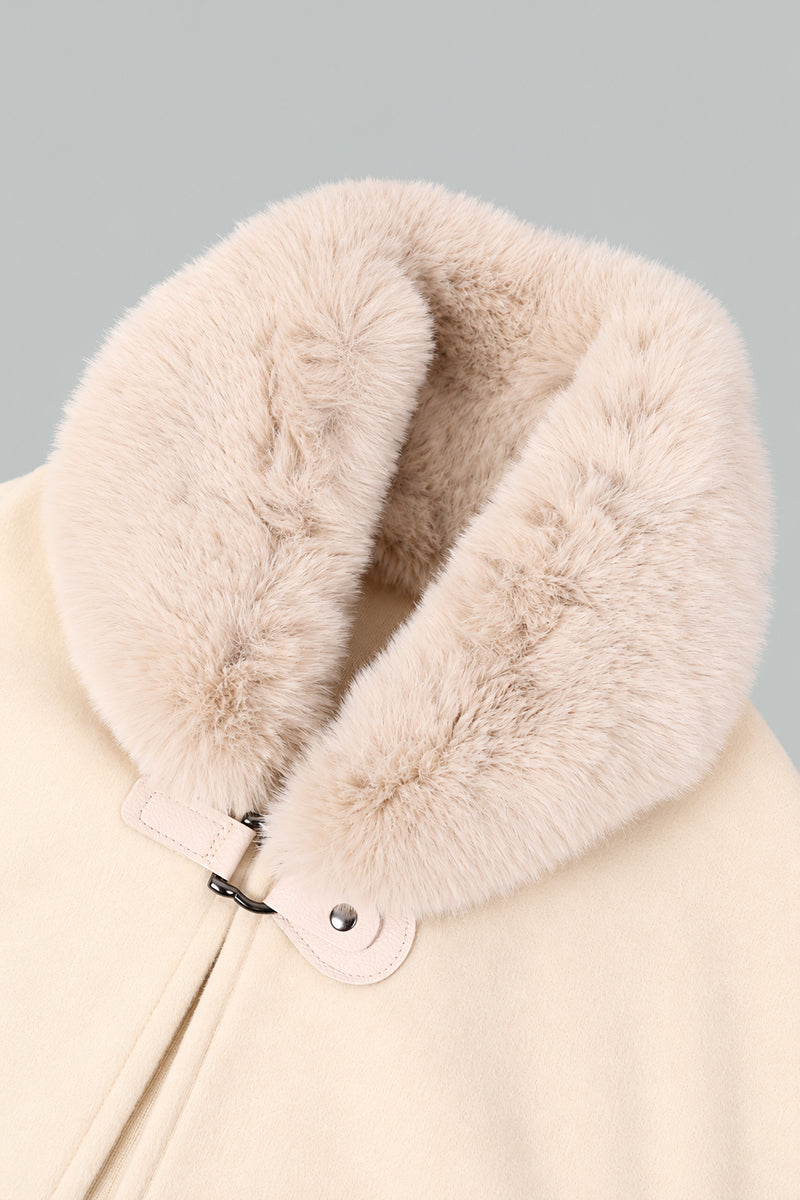 Flowing Winter Cape with Plush Fur Collar