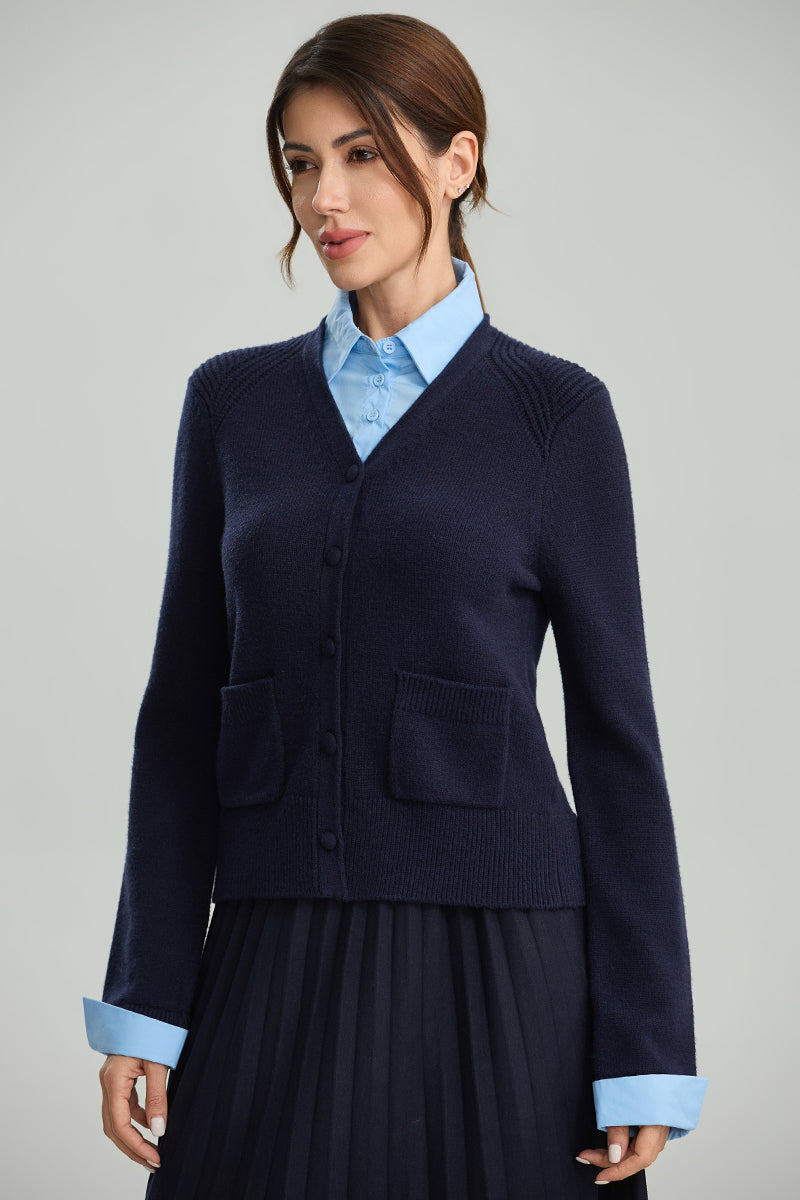 Knit Cardigan with Patch Pockets