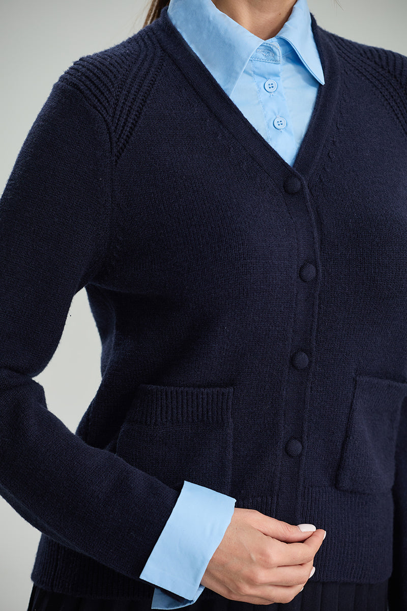 Knit Cardigan with Patch Pockets
