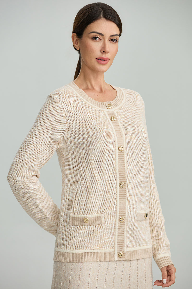 كارديغان محبوك بأزرار وجيوب مزينة