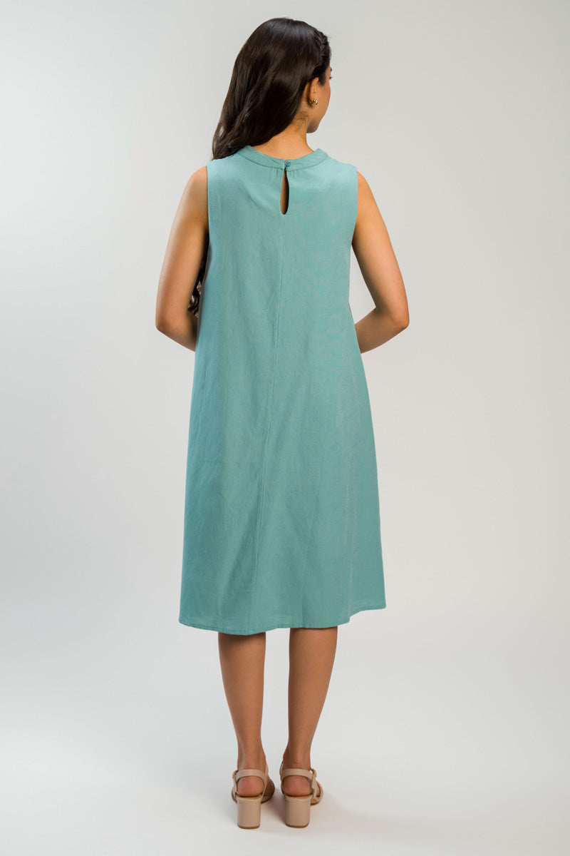 فستان ميدي بتفاصيل جانبية مطبوعة