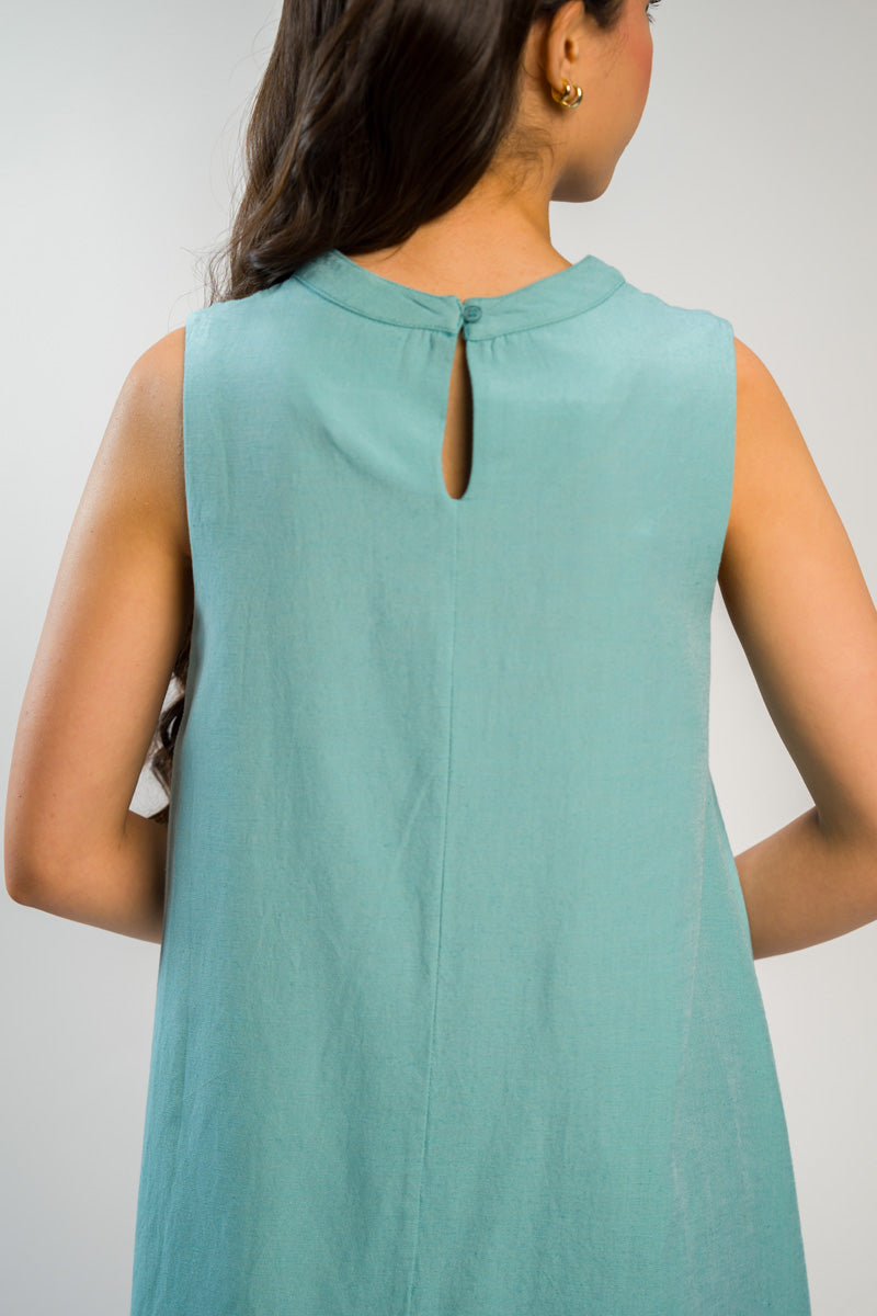 فستان ميدي بتفاصيل جانبية مطبوعة