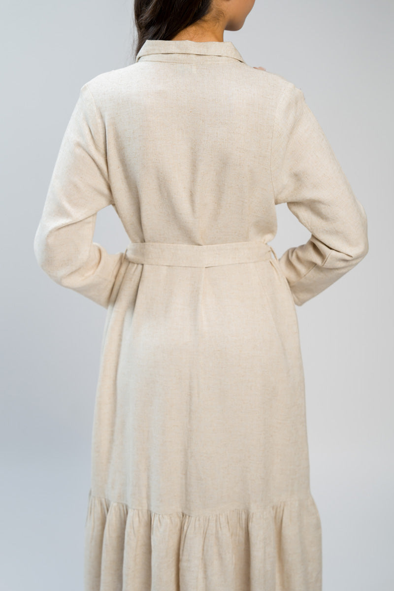 فستان ميدي بقصة قميص مع حزام