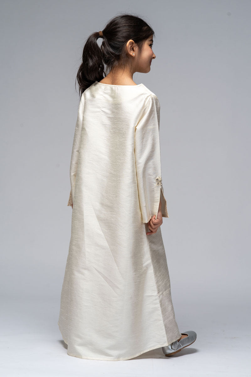 فستان طويل بتفاصيل مطرزة